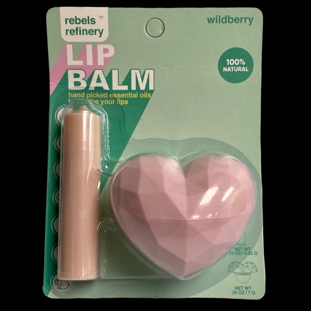 Rebels Refinery Pink Heart Lip Balm Set of 2 - Wildberry Flavor